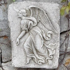 15" Gray Left Facing Angel Outdoor Garden Wall Plaque