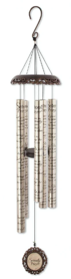 40" Champagne Gold Vintage Style Wrought Iron Look Serenity Prayer Outdoor Patio Garden Wind Chimes